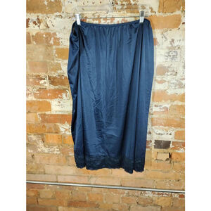 VTG Velrose Navy Half Slip Skirt Size 5X Floral Lace Trim Lingerie Y2K 90s